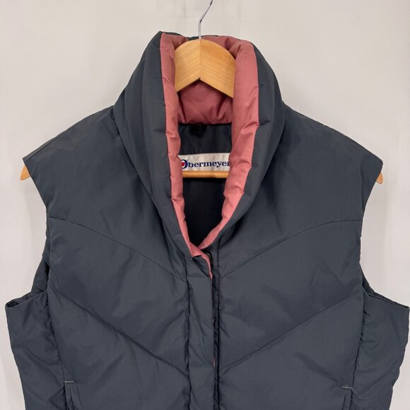 Obermeyer Ski Vest Womens Large Gray Nylon Down Filled Snap Front Pockets VTG - Picture 2 of 12